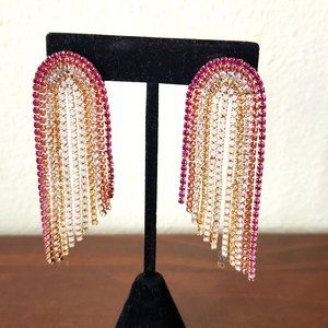 Anthropologie Pink Fringe Earrings
